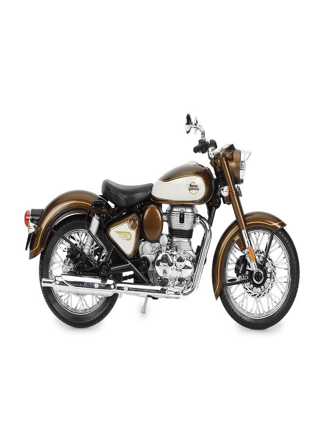 Royal Enfield دراجة رويال إنفيلد نيو كلاسيك 350 نموذج مصغر | 1:12 | مرايا جانبية | عجلات دوارة بحرية | مقود قابل للتوجيه | نظام تعليق خلفي وحامل جانبي يعملان | شعار برونزي - Image 3